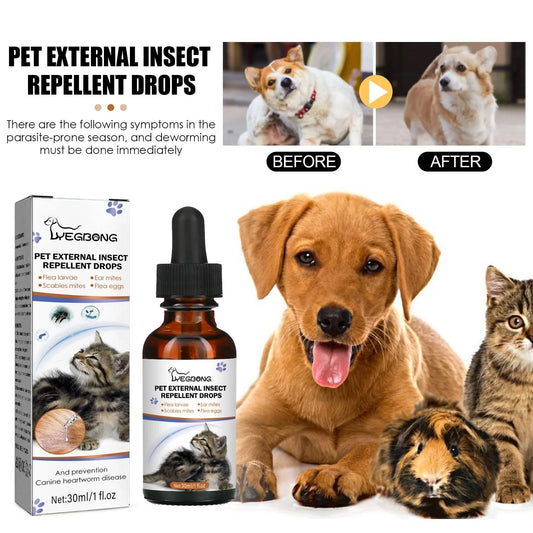 Pet Flea & Tick Drops for Cats & Dogs - External Deworming Spot-On Treatment
