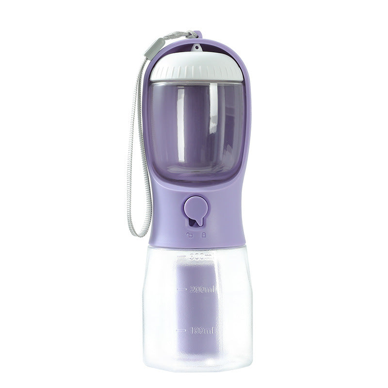 3-in-1 Portable Dog Water Bottle - Water, Food & Poop Bag Holder for Walks & Travel