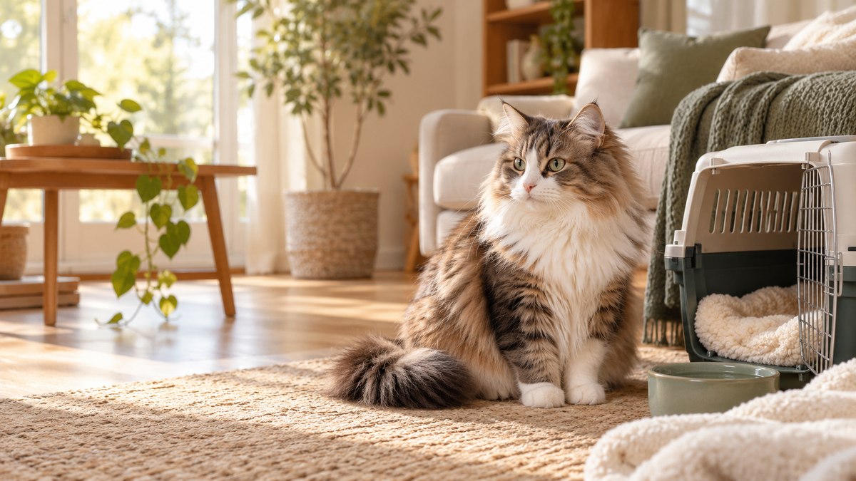 Featured illustration for a new cat's first-week home settling-in checklist