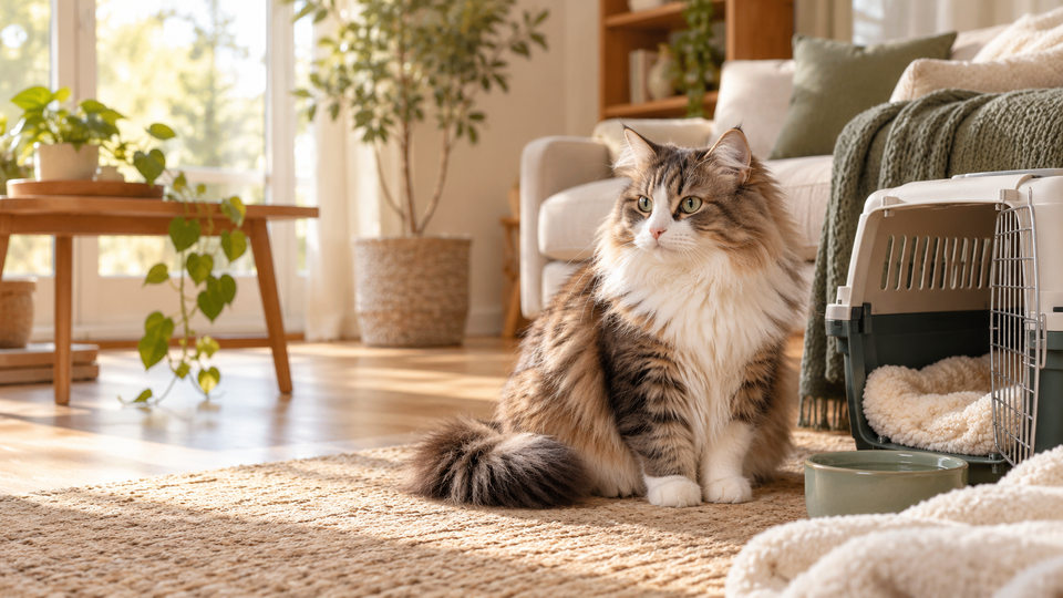 Featured illustration for a new cat's first-week home settling-in checklist