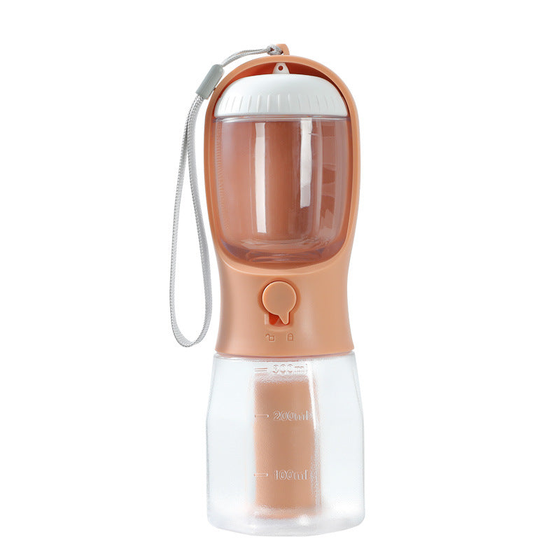 3-in-1 Portable Dog Water Bottle - Water, Food & Poop Bag Holder for Walks & Travel