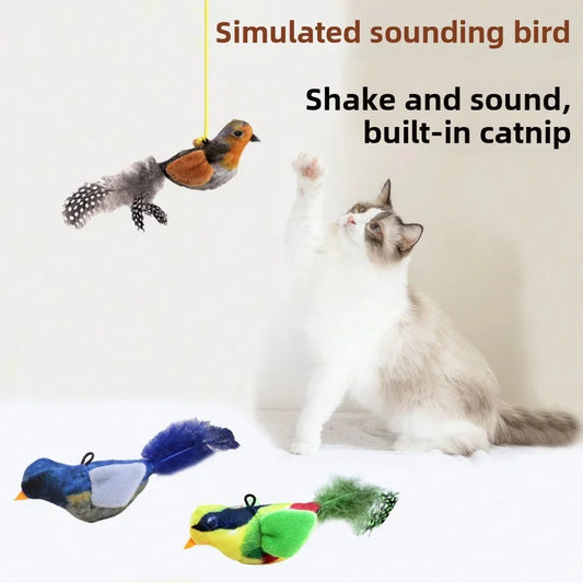 Cat Sound Bird Toy - Chirping Plush for Anxiety Relief & Play