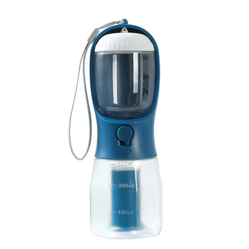 3-in-1 Portable Dog Water Bottle - Water, Food & Poop Bag Holder for Walks & Travel