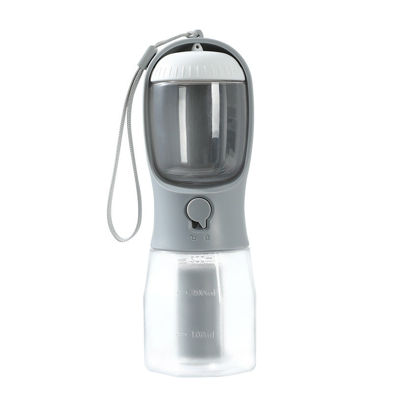 3-in-1 Portable Dog Water Bottle - Water, Food & Poop Bag Holder for Walks & Travel