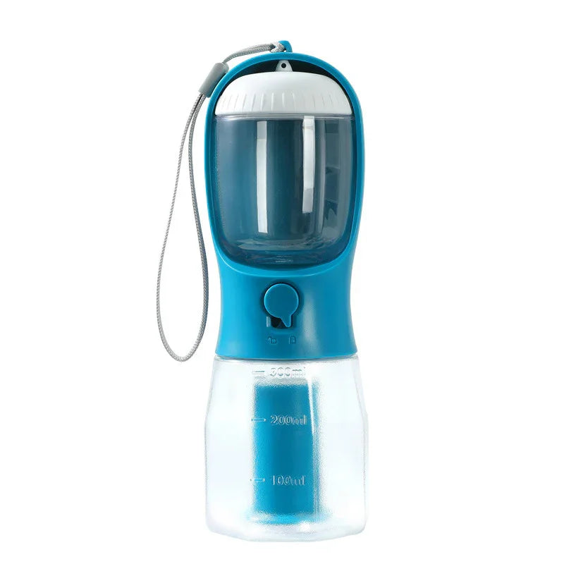 3-in-1 Portable Dog Water Bottle - Water, Food & Poop Bag Holder for Walks & Travel