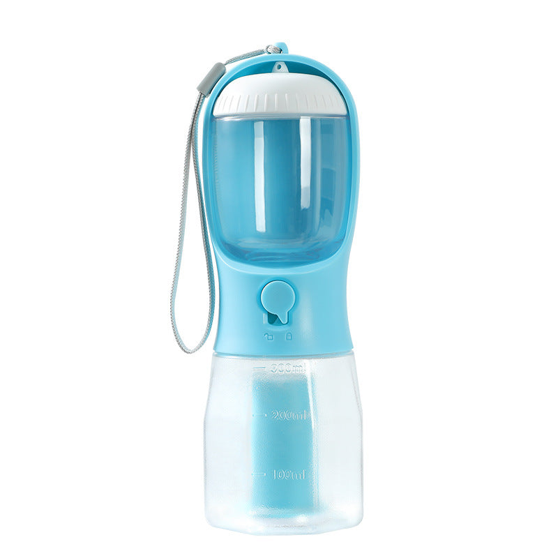 3-in-1 Portable Dog Water Bottle - Water, Food & Poop Bag Holder for Walks & Travel