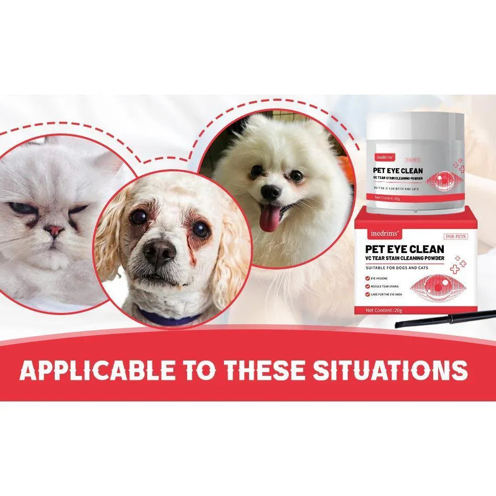 Pet Tear Stain Removal Powder - Natural Gentle Formula for Bright Eyes & Clean Fur