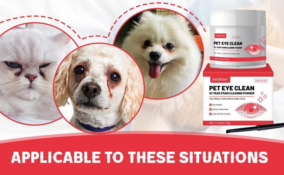 Pet Tear Stain Removal Powder - Natural Gentle Formula for Bright Eyes & Clean Fur