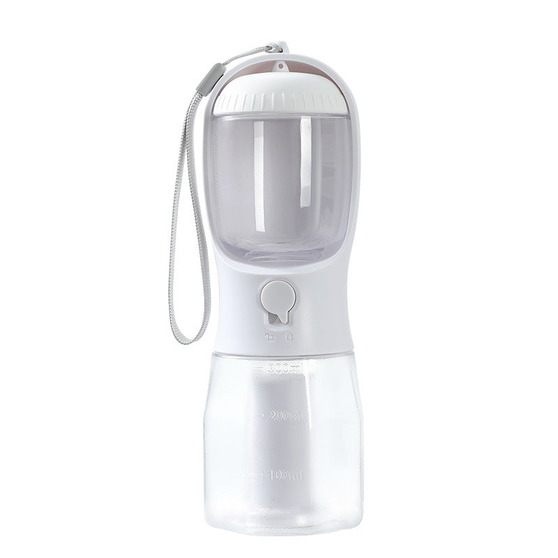 3-in-1 Portable Dog Water Bottle - Water, Food & Poop Bag Holder for Walks & Travel