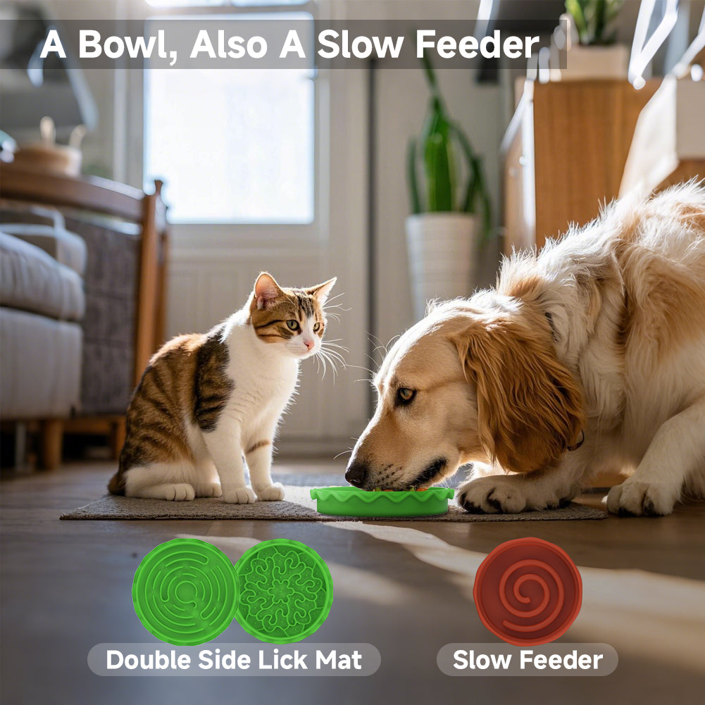 Hamburger 5-in-1 Pet Bowl Set - Multi-Layer Slow Feeder & Water Bowl for Cats & Dogs