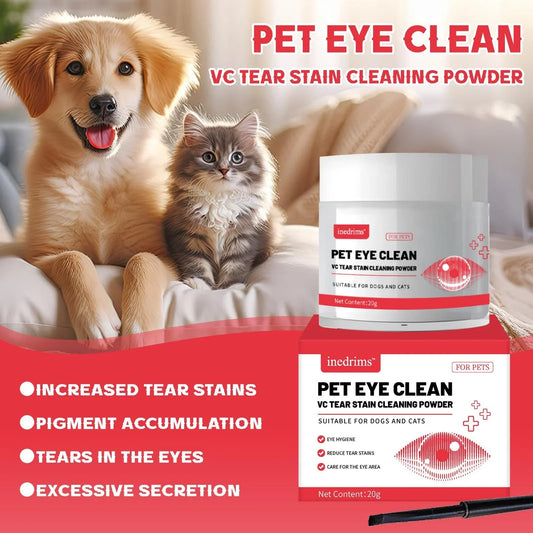 Pet Tear Stain Removal Powder - Natural Gentle Formula for Bright Eyes & Clean Fur