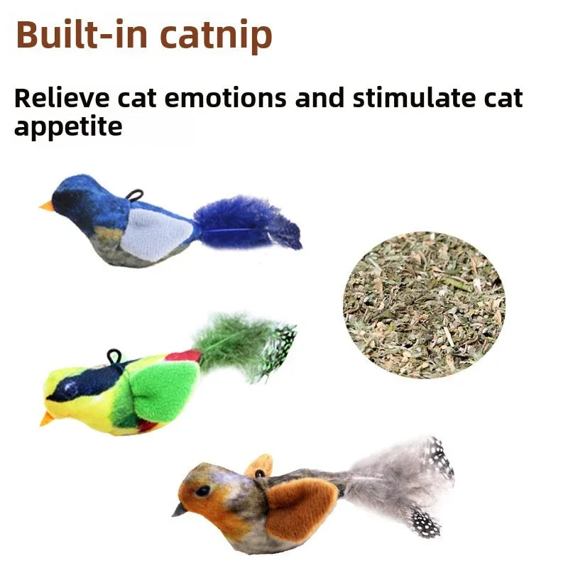 Cat Sound Bird Toy - Chirping Plush for Anxiety Relief & Play