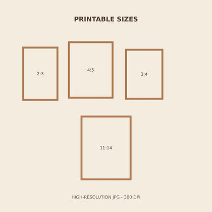 Printable size ratios chart for Bengal Cat Wall Art digital JPG files