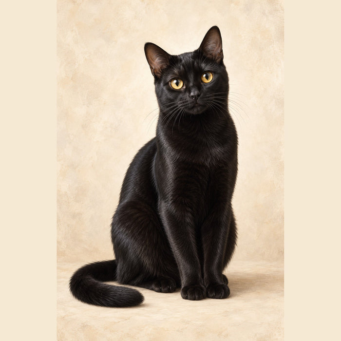 Black Cat Wall Art Printable – Amber Eyes Pet Portrait | 5 Print Ratios
