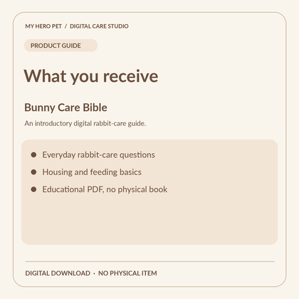 Information card for Bunny Care Bible: contents and verified format