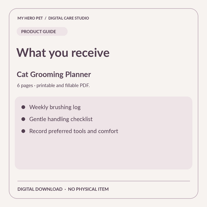 Information card for Cat Grooming Planner: verified download details