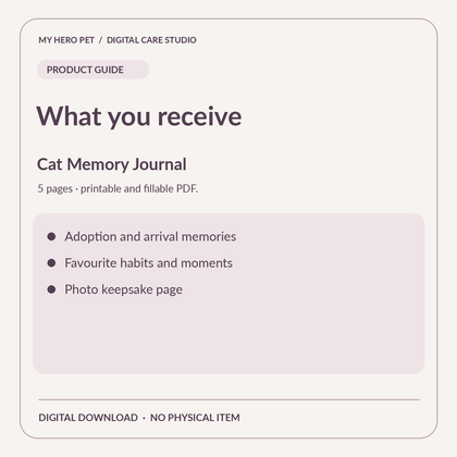 Information card for Cat Memory Journal: verified download details