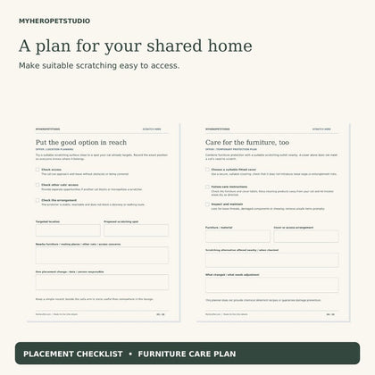 Cat Scratching Planner inside pages for scratching-post placement and furniture care