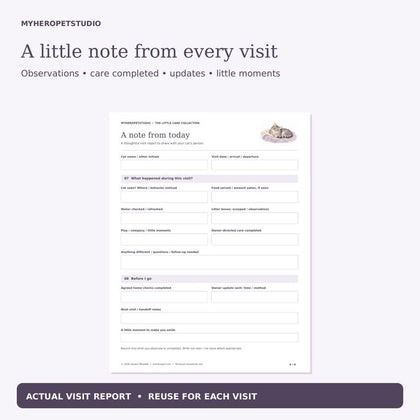 Cat Sitter Instructions daily pet sitter visit report worksheet