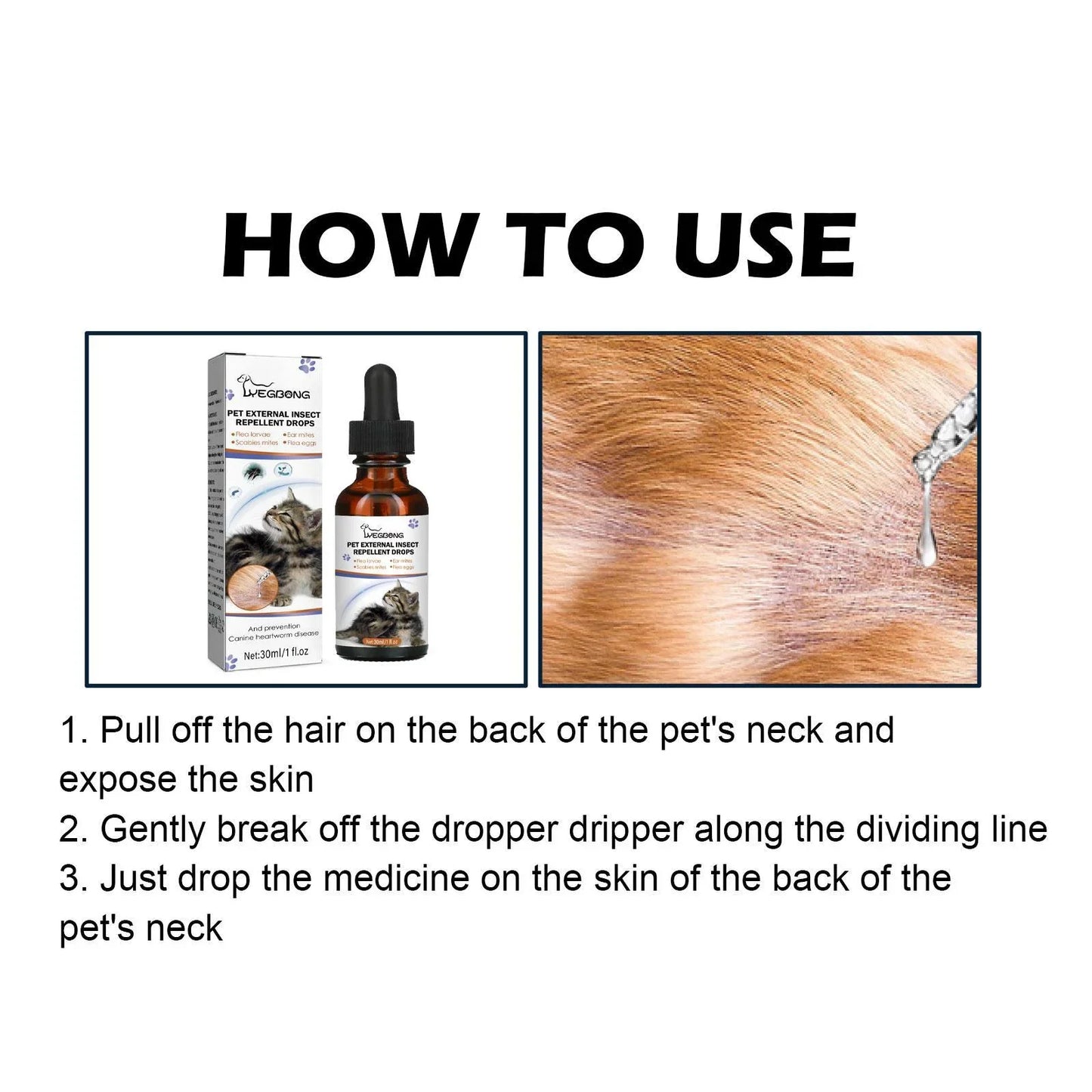 Pet Flea & Tick Drops for Cats & Dogs - External Deworming Spot-On Treatment