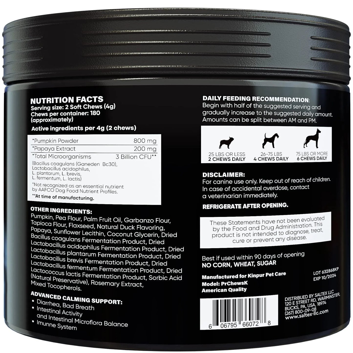 Probiotics for Dogs - 180 Duck Flavor Chews for Gut Health, Itchy Skin & Allergies