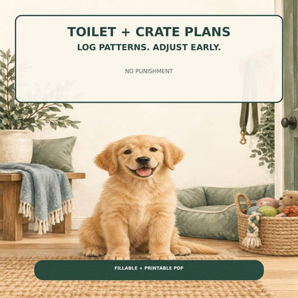 Puppy planner training preview for toilet patterns and gentle crate routines