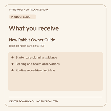 Information card for New Rabbit Owner Guide: contents and verified format