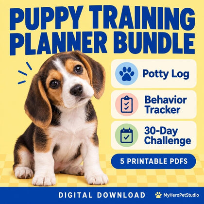 Puppy Training Planner Bundle with potty log, behavior tracker and 30-day challenge – digital PDF preview