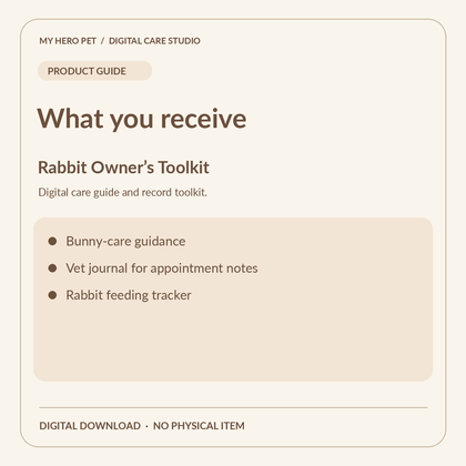 Information card for Rabbit Owner’s Toolkit: contents and verified format