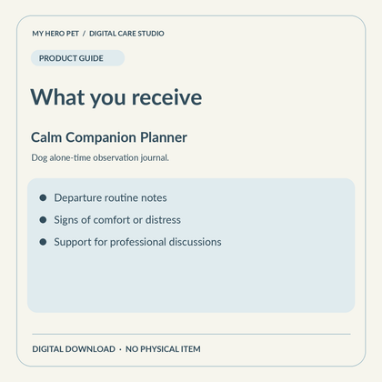 Information card for The Calm Companion Planner: contents and verified format